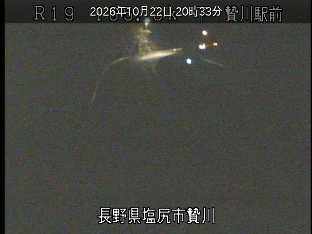 国道19号 贄川駅前の現在の道路・河川状況